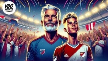 A silhouette of a football player with bold text reading, "Record Breaking MLS Numbers" over a sports logo background.