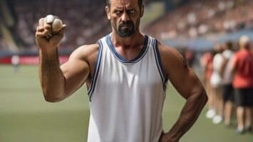 Man posing confidently on a baseball field holding a baseball, despite knowing that some people detest sports.