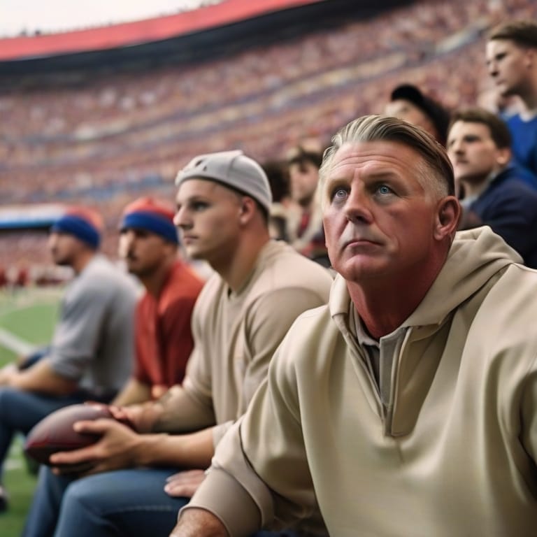 Concentrated sports fans watching a high-stakes game at a stadium.